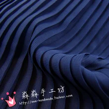 1 шт., новинка весны и лета, темно-синяя ткань, плиссе в гармошку, шифоновая рубашка с оборками, платье, ткань, полуфабрикаты