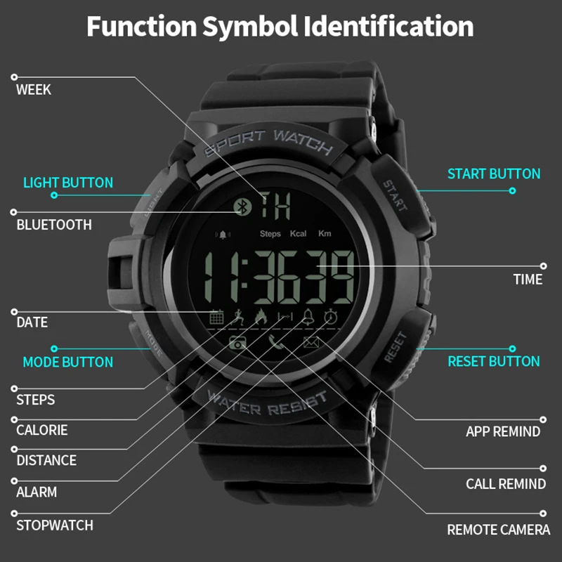 SKMEI мужские Смарт часы шагомер калории хронограф модные уличные спортивные часы 50 м водонепроницаемые цифровые наручные часы