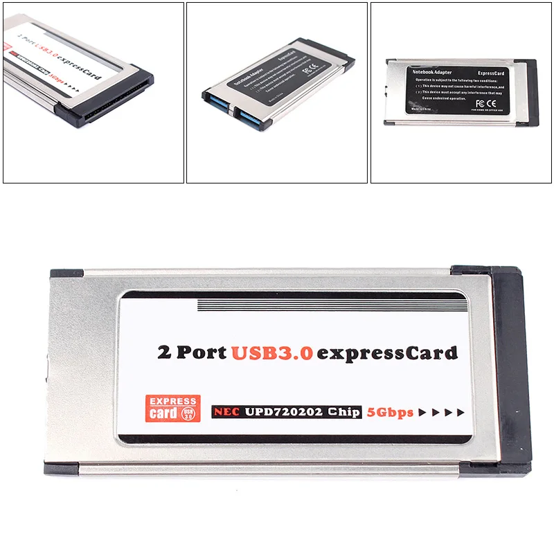 Express Card Expresscard 34mm to 5Gbps 2 Port USB 3.0 Adapter High