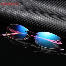 ISENGHUO, очки для чтения без оправы с бриллиантами, женские, анти-Blu-Ray линзы, компьютерные очки, очки для пресбиопии, очки для чтения 1,0-4,0