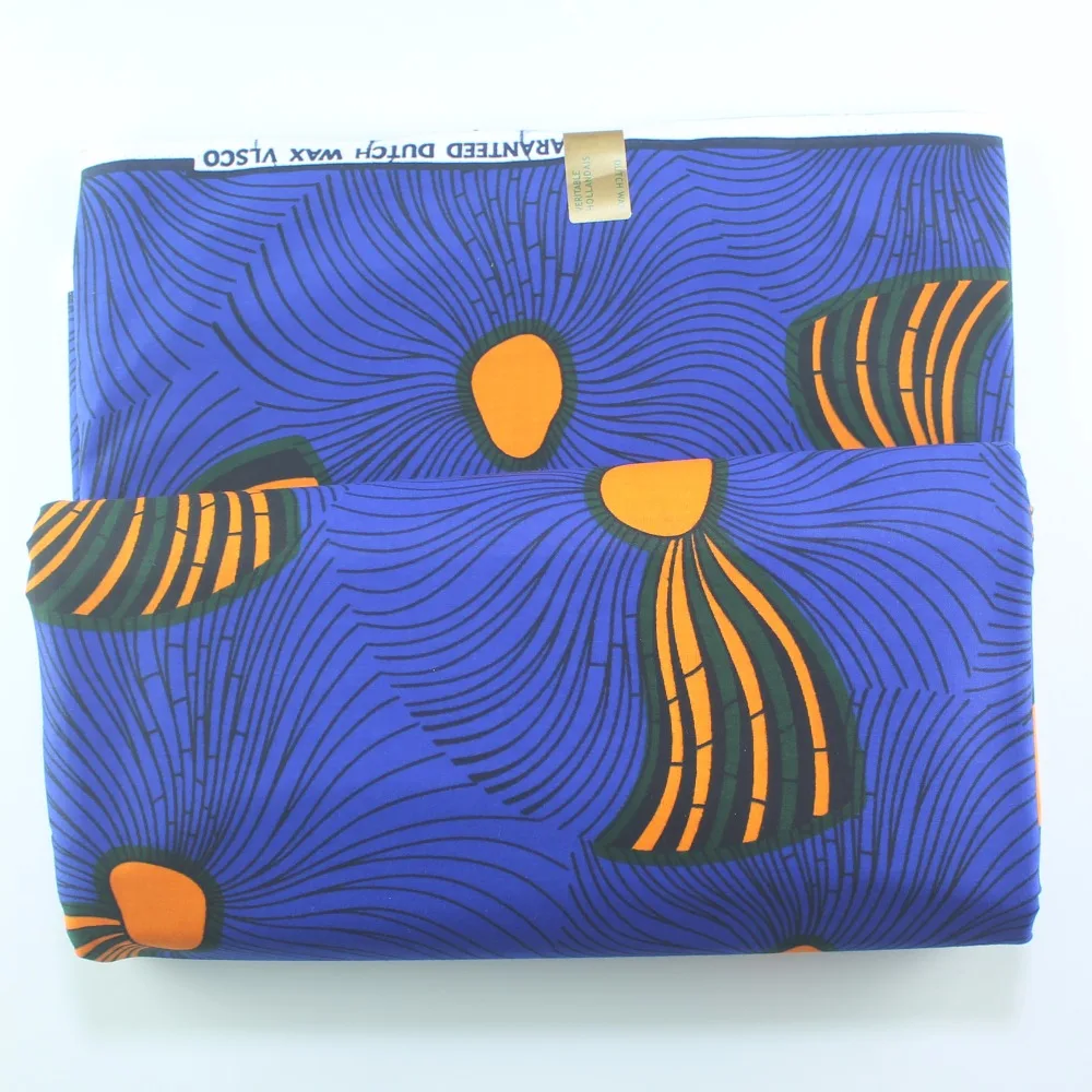 Африканская Дашики воск синий желтый причудливый узор высокого качества настоящая голландская ткань