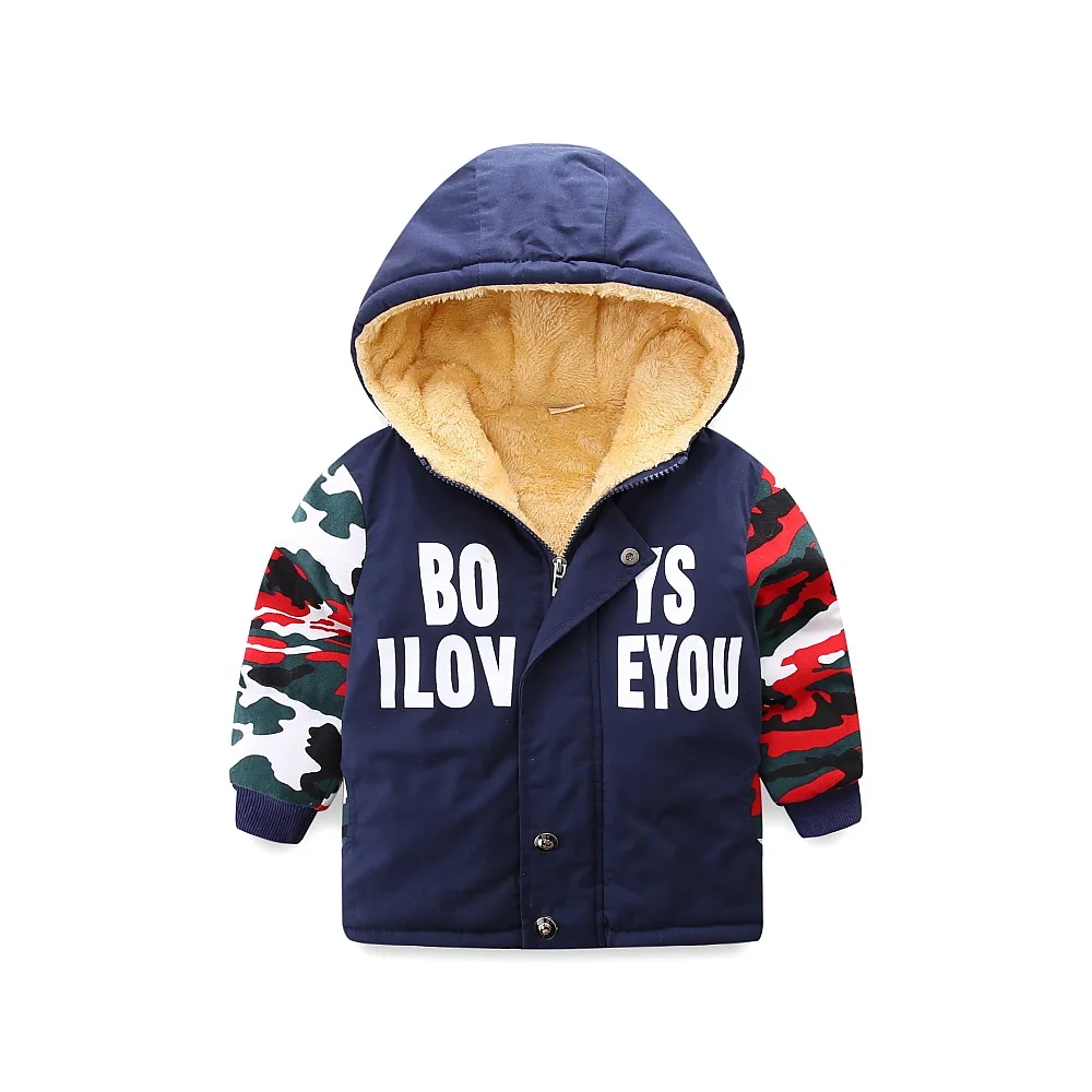 Boys Warm Camouflage Jackets Children Fashion Toddler Zipper Hooded Outerwear Kids Winter Baby girls Warm Coat Thick Jacket