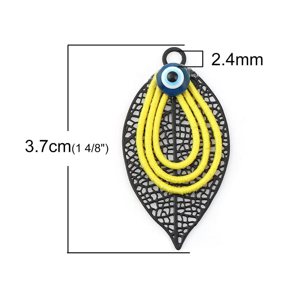 DoreenBeads модные медные и эластичные подвески в виде листьев черные Красочные