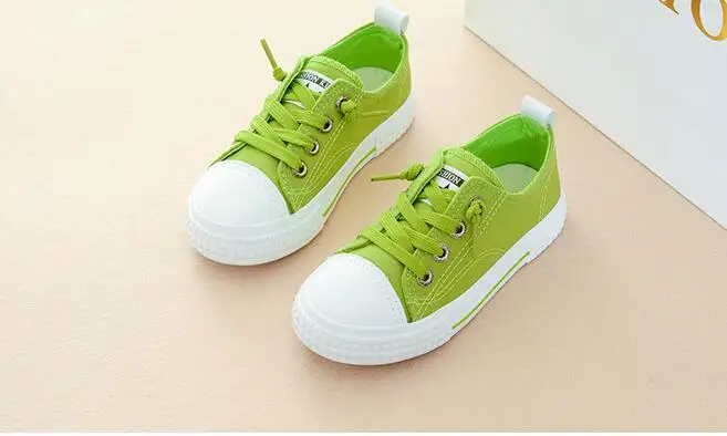 Парусиновая детская обувь; спортивные дышащие кроссовки для мальчиков; Брендовая детская обувь для девочек; джинсы; повседневная детская парусиновая обувь на плоской подошве - Цвет: Зеленый