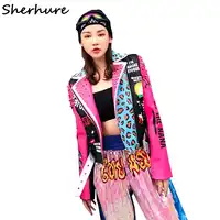 2018 Herfst Vrouwen Jas Jas Luipaard Print Rivest Kralen Cool Punk Vrouwen Pu Lederen Jas Top Kwaliteit Vrouwen Jas Chaqueta mujer