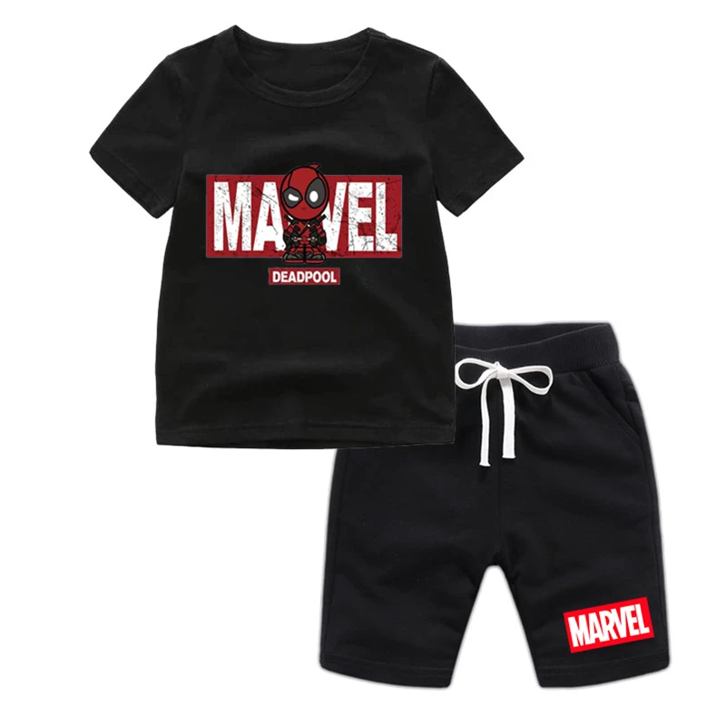 T98A8 Детский 3D MARVEL Дэдпул группы одежда для девочек одежда с мультяшными рисунками комплект сына футболка Goku шорты Для мальчиков ясельного возраста Костюмы комплект - Цвет: T98A8