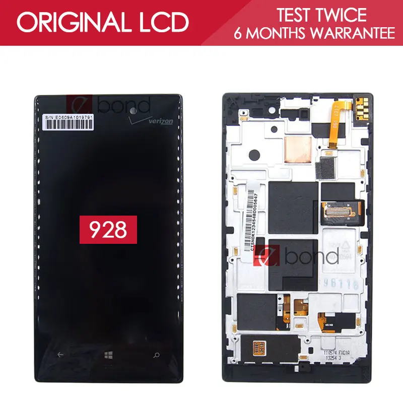 

100% Tested Original 4.5 INCH OLED 1280x768 Display For NOKIA Lumia 928 LCD Touch Screen with frame Digitizer Lumia 928 LCD