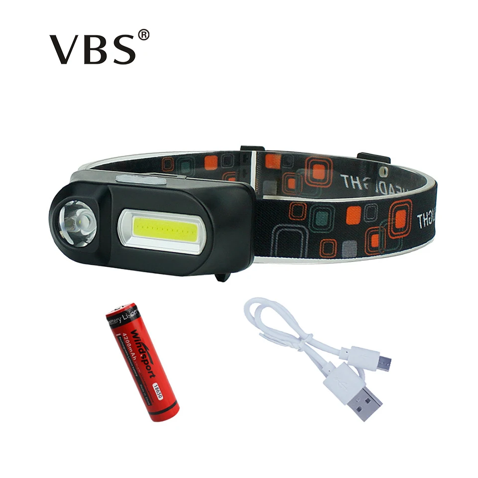 Мини Cob Головной фонарь светодиодный налобный 18650 usb Перезаряжаемый 6 режимов Led +