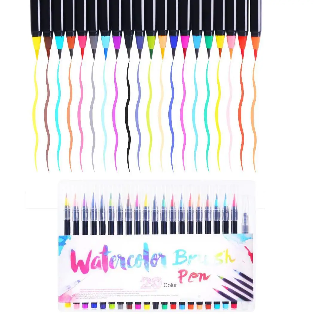 

20 Pcs/Set Multicolor Watercolor Brush Pens Drawing Painting Office Home School Supplies 15.2cm Art Marker Pen