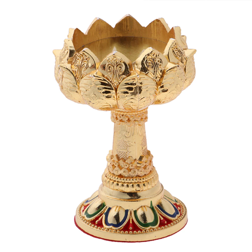 45/76mm Height Buddha Lotus Butter Candle Lamp Holder Base Burner for Home Praying Safe/ Fortune/ Luck