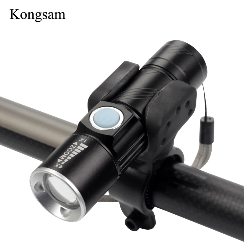 Cheap Rechargeable Bicycle Light XML T6 LED Light Waterproof Bike Front Lamp Cycling Zoomable Torch Flashlight Headlight Ultra-Bright 3