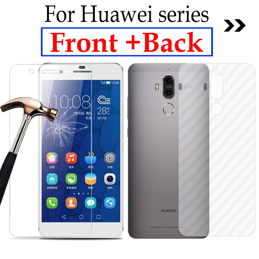 Для Huawei P9 lite G7 P8 Mate 9 8 7 Honor 4C 5C 5X6 Чехол из закаленного стекла защита для экрана +