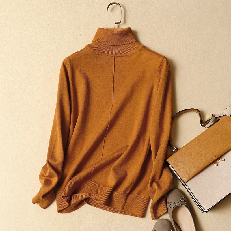 

2017 Winter Autumn Slim Elegant Turtleneck Sweaters Female Fashion Solid Pullovers Sweater Bottom Knitting Sweaters Women Mw053