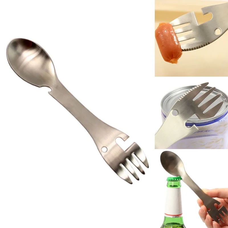 Multi Function Camping Knife Fork Spoon Picnic Gadget Utensil Knife