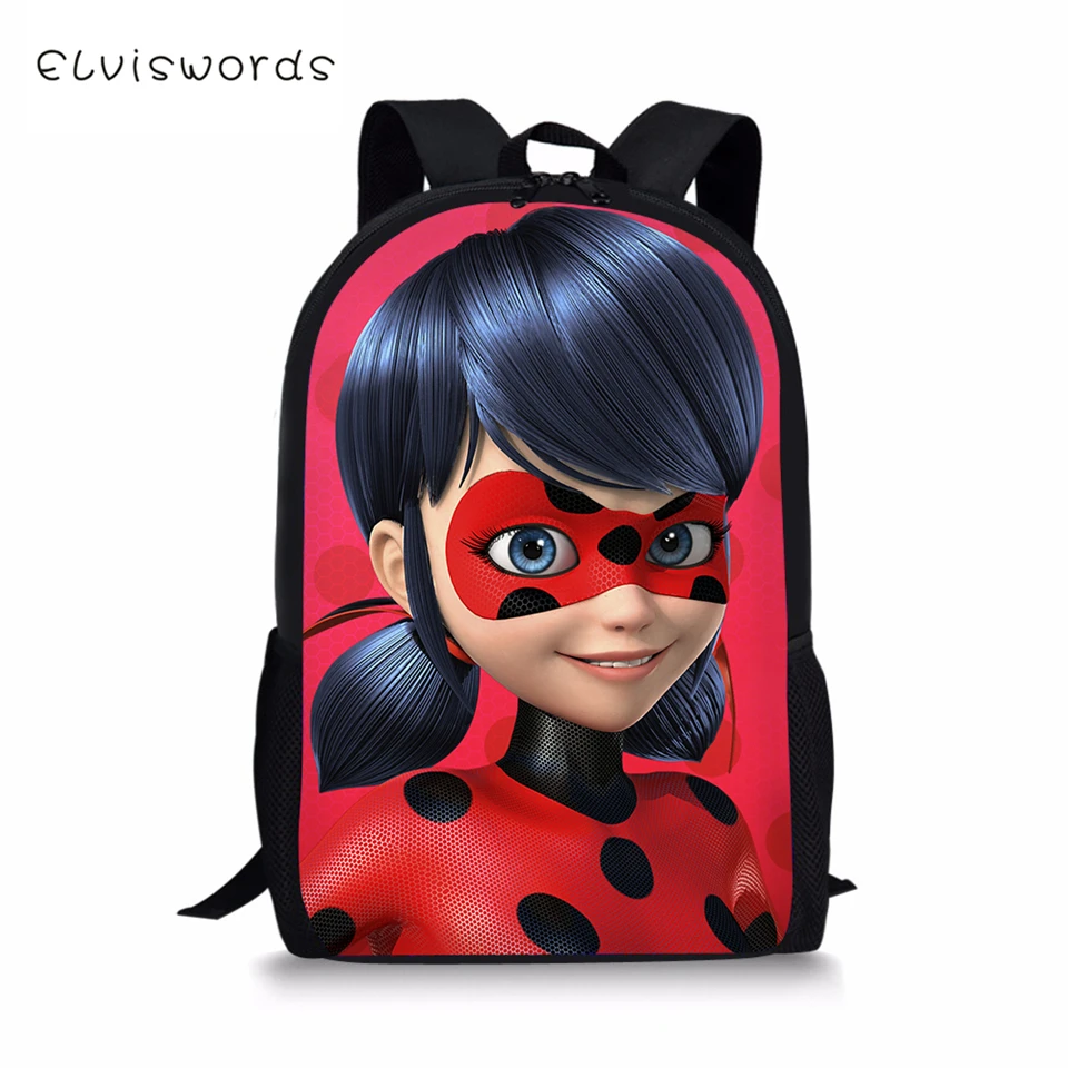 

ELVISWORDS Kids School bags Backpack Ladybug Pattern Children's Backpack Kawaii Boys Girls School Satchel School Bags Mochila