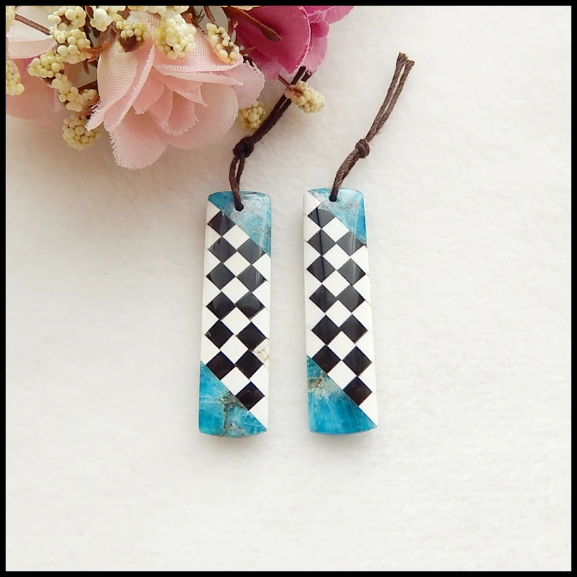 Дизайн Howlite с обсидианом Синий Апатит кристалл драгоценный камень серьги шарик