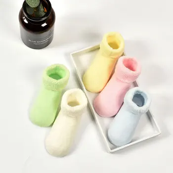 

Brand New 3 Pairs Solid Color Winter Extra Thick Combed Cotton Baby Socks Suitable Age 0-12 Monthes