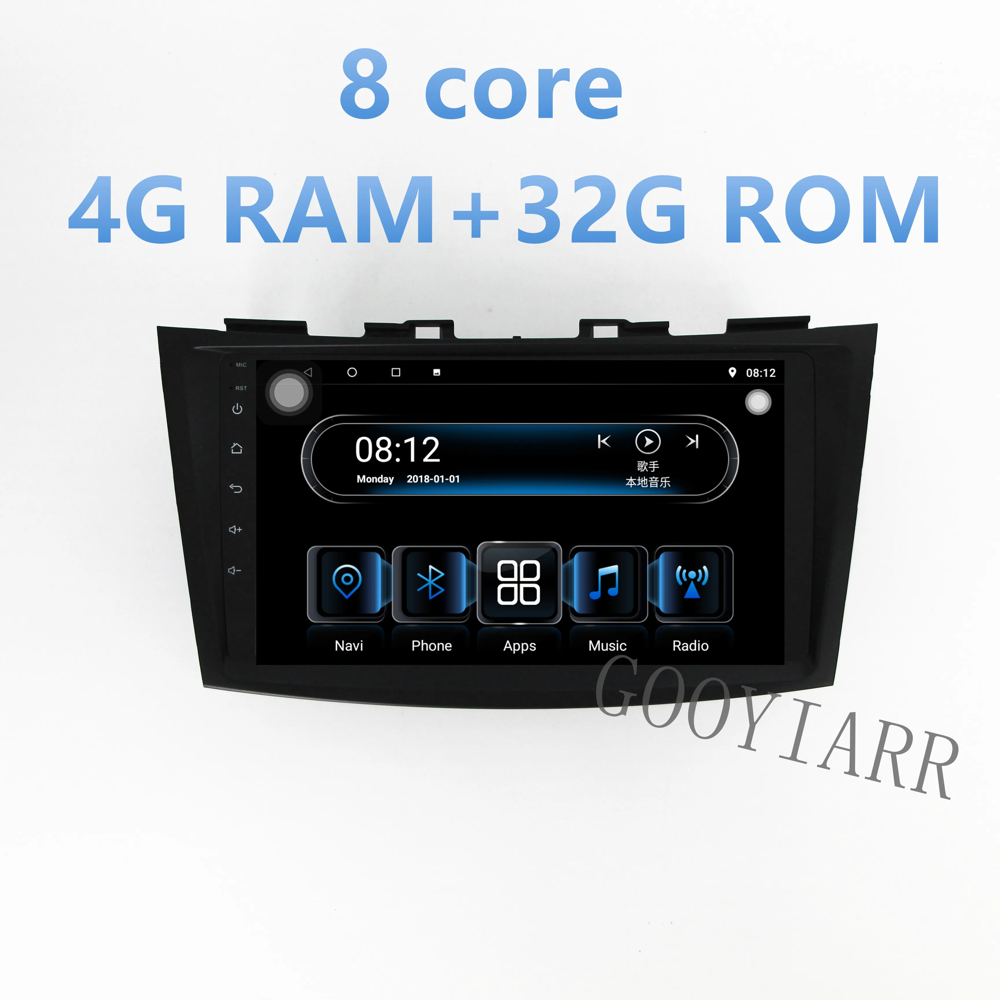 Top 1din Android8.1 car radio 8 core RAM4G+ROM32G car Multimedia Player  for Suzuki swift 2012-2016 with stereo FM gps navi wifi 3