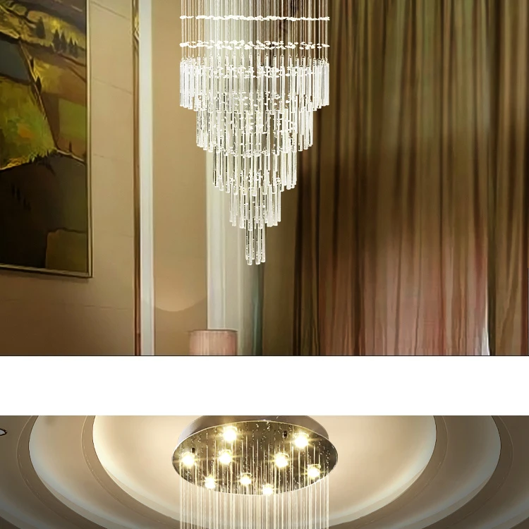 Современная хрустальная люстра, лестничная лампа, длинная хрустальная лампа для гостиной, спальни, отеля, лампа