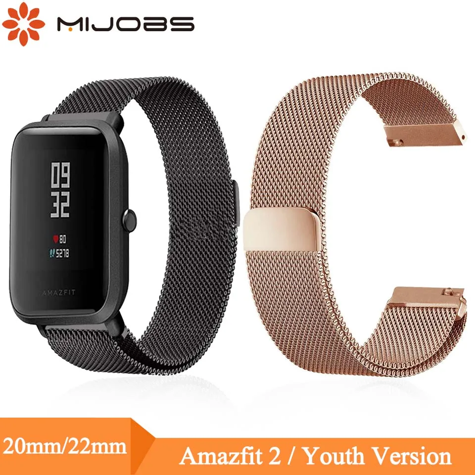 

Wrist Band Belt for Correa Amazfit Bip Wristbands Metal Milanese Loop Band for Xiaomi Huami AMAZFIT Bip Strap 20mm 22mm