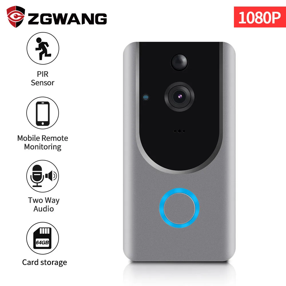 

ZGWANG Wireless WiFi Video Doorbell Smart IP Intercom Video Camera Door Bell IR Alarm Security Camera For Apartments