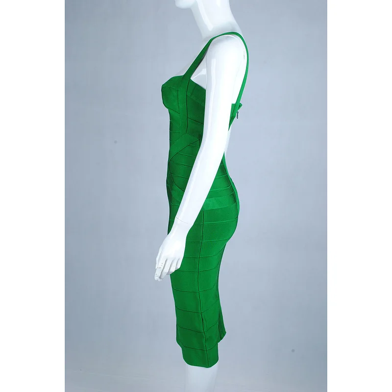 Высокое качество Зеленый Летний крест С НАБОРНЫМИ БРЕТЕЛЬКАМИ Милая HL Bodycon Midi Бандажное платье