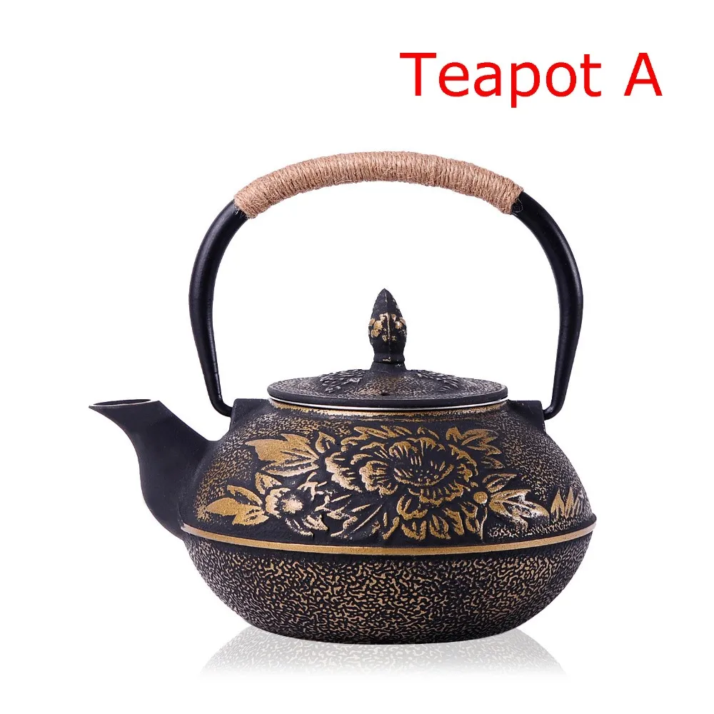 Новинка, набор из 7 чугунных чайников, японский чайник, чайник с эмалью, 900 мл, кунг-фу, заварки, металлические сетчатые фильтры, инструменты для приготовления пищи - Цвет: Teapot A