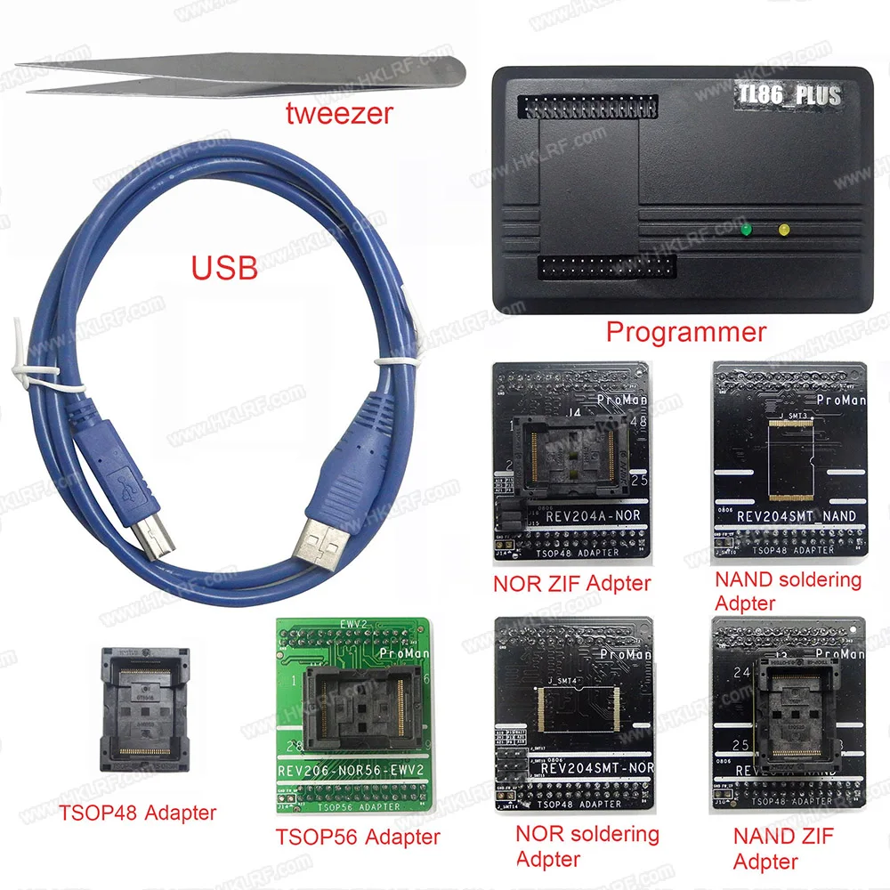 

ProMan Professional Programmer Repair Tool TL86 PLUS Programmer+TSOP48 Adapter+TSOP56 Adapter Copy Nand Flash Chip Data Recovery