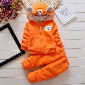 

BibiCola winter baby clothing sets for boys toddler warm plus velvet hooded coat+pants kid clothing suit infant boys clothes