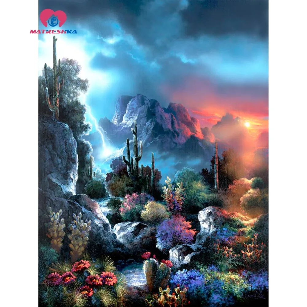 

diamond embroidery landscape nature picture with rhinestones and diamonds handcraft diy diamond painting nature mosaic picture
