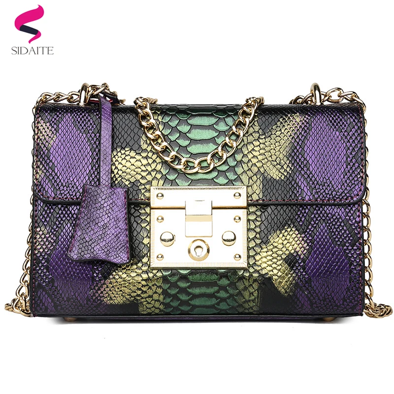 Snake Print Bag For Women Fashion Shoulder Bag Small Chain Messenger Cross body Bag 2019 ...