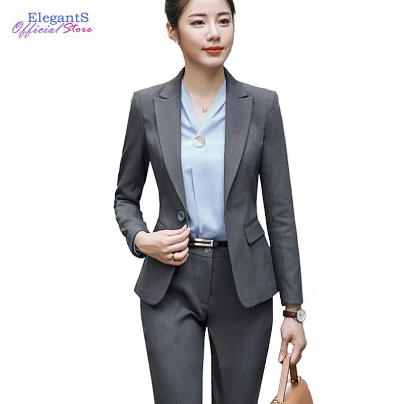 

Office Lady Formal Suit Women Business Work Pant Suits Female 2 Piece Set Blazers and Jackets Pants Trousers Autumn Winter XXL