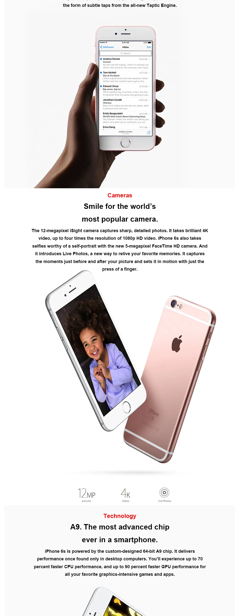 Apple iPhone 6S плюс IOS Dual Core 16 Гб/64/128 ГБ Встроенная память 2 Гб Оперативная память 5,5 ''12.0MP Камера 4 аппарат не привязан к оператору сотовой связи мобильного телефона б/у мобильных телефонов