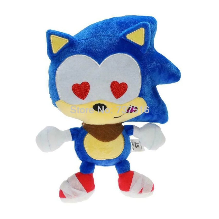 

New Cute Emoji Sonic Love Eyes Plush Doll Blue Stuffed Soft Kids Toy Gifts 9 inch