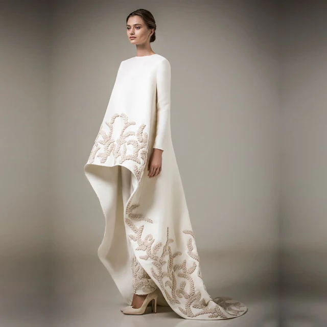 Saoudite Robe De Mariage 2016 Femmes Musulmanes Robes De Mariée Sur Mesure Perlée De Luxe Marocaine