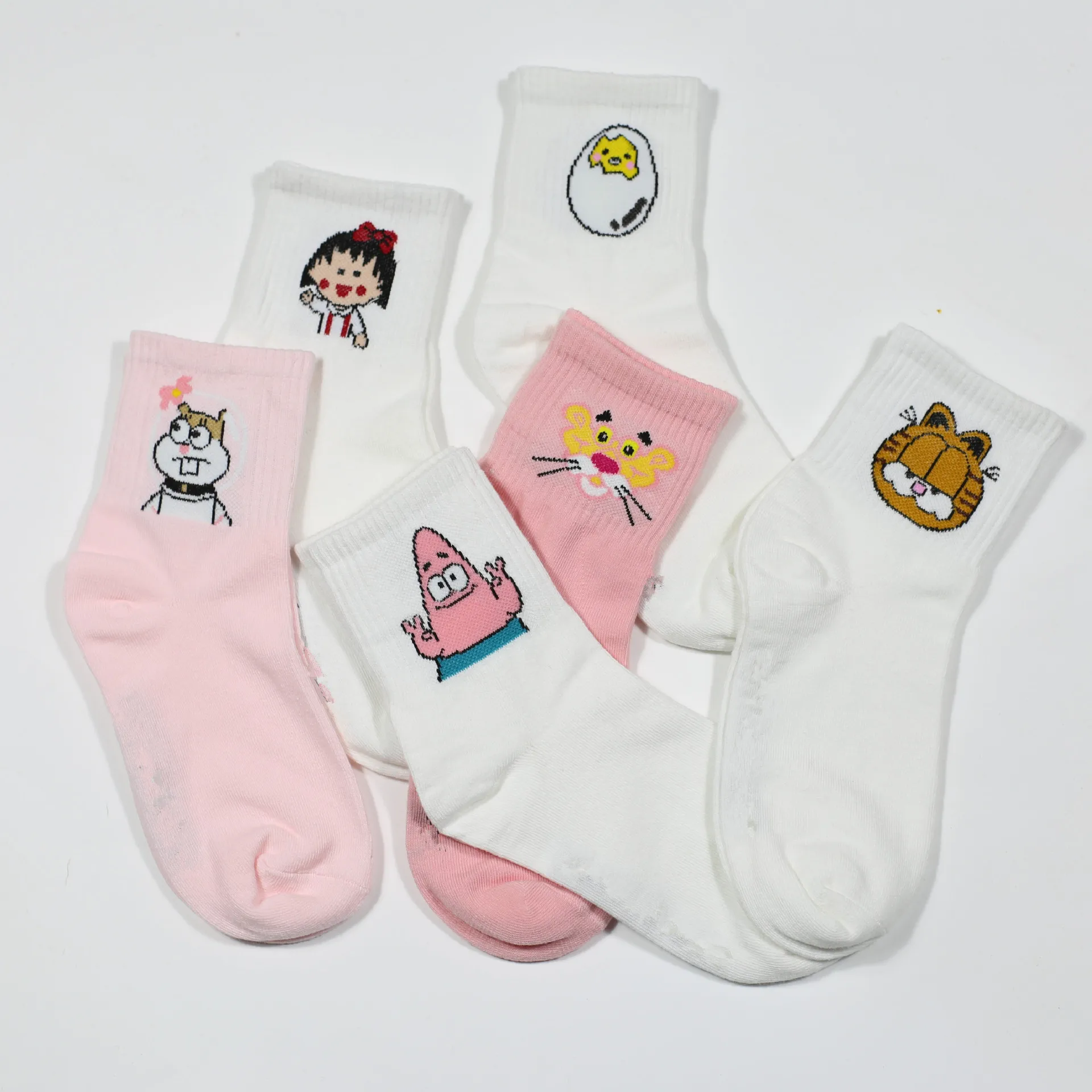 Корейские трендовые Новые забавные Повседневные носки в стиле Харадзюку с розовыми леопардовыми помпонами, носки без пятки с аниме для мужчин и женщин, парные носки