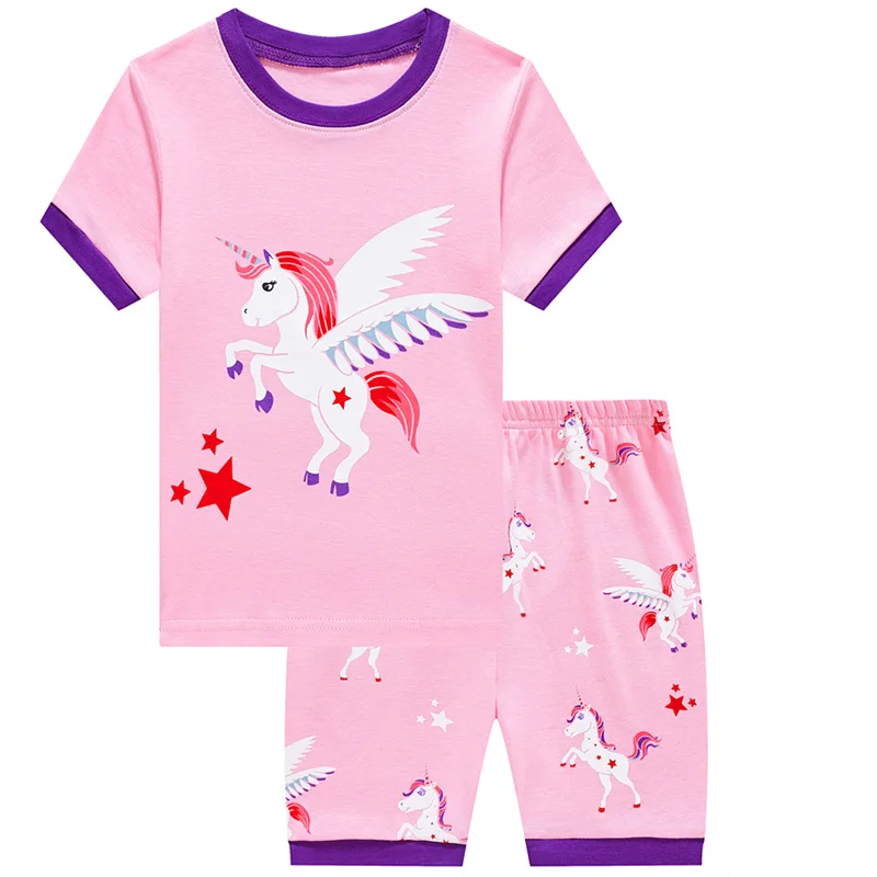 

Summer Kids Pajamas Short Sleeve Infant Girls Unicorn Clothes Baby Casual Set