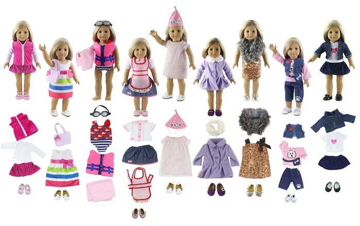 Стиль случайный выбор 5 комплект одежды для куклы для 18 дюймов американская кукла ручной работы различные повседневная одежда - Цвет: 5 Set Clothes