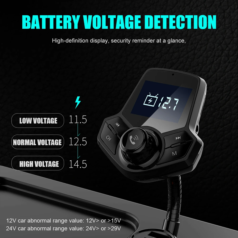 Vehemo QC 3,0 3.1A fm-передатчик двойной USB музыка Bluetooth автомобильный комплект MP3 TF карта Микрофон Смарт громкой связи