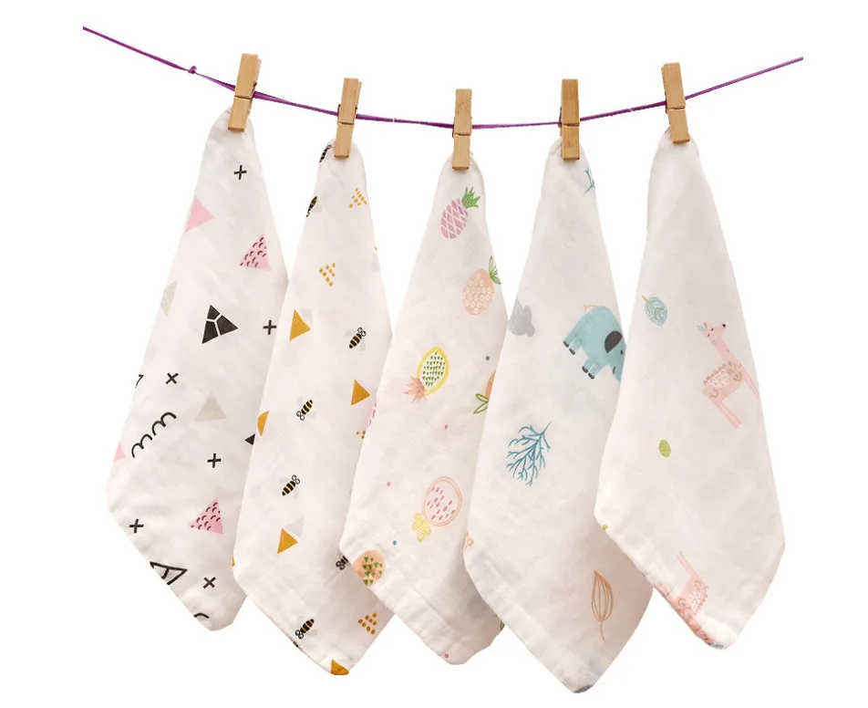 5 шт., хлопок, полотенца для новорожденных, слюнявчик, марля, моющаяся ткань, кусок платка, чистая салфетка - Цвет: 5pcs