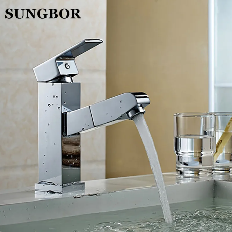 

High Quality Deck Mounted Basin Faucet Chrome Faucet Ceramic Pull Out Bathing Faucet Cold & Hot Bath Sink Faucet Mixer LT-517L