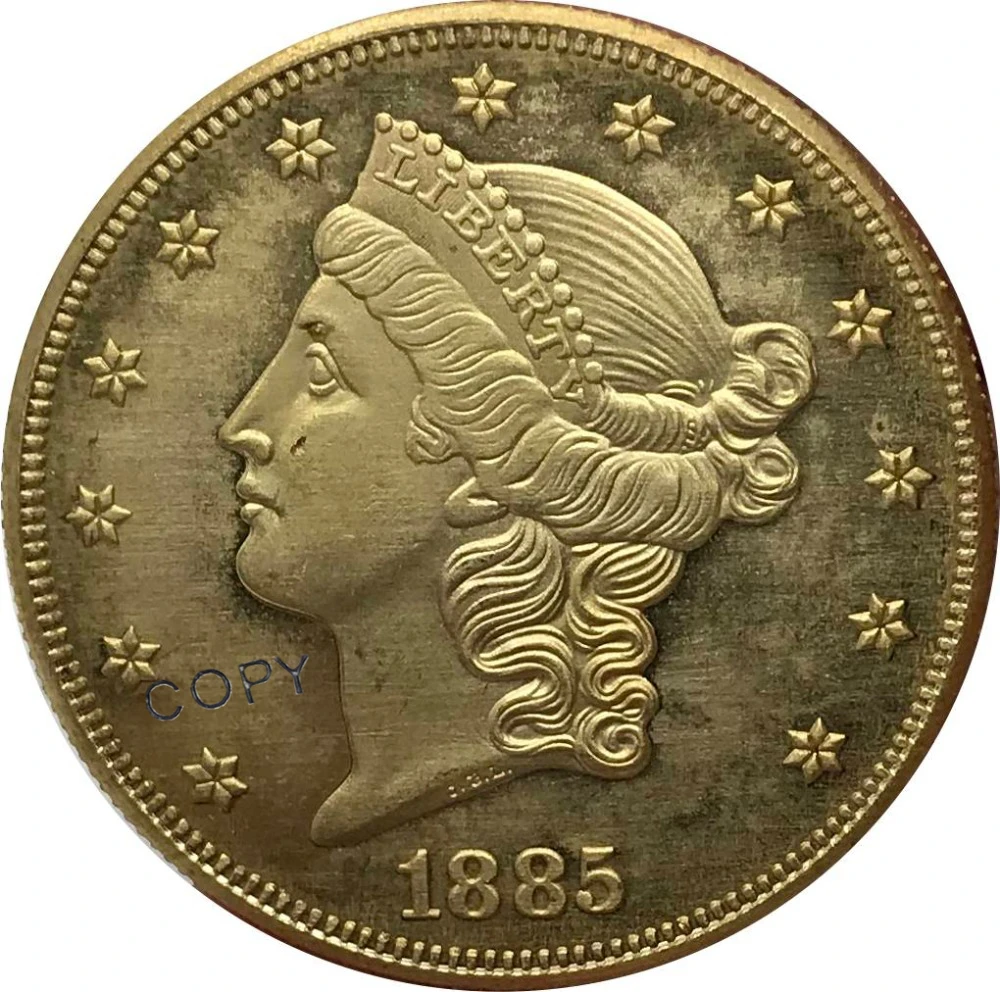 Коллекционные монеты 1885 года в США 20 дюймов долларов голова свободы двойной