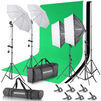 

Neewer 2.6M x 3M/8.5ft x10ft Background Support System and 800W 5500K Umbrellas Softbox Continuous Lighting Kit for Photo Studio