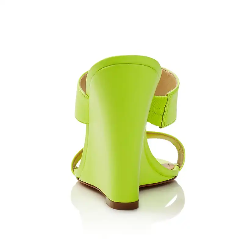 neon green wedge sandals