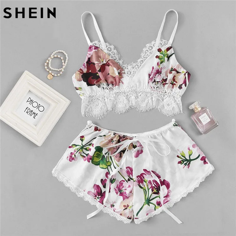 SHEIN комплект женского нижнего белья кружевные шорты с цветочным принтом и