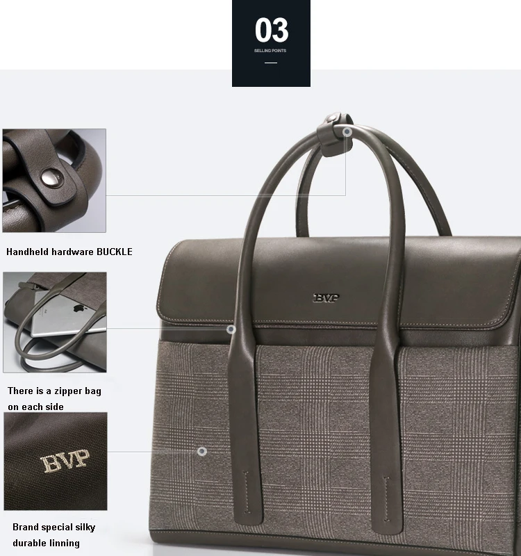 Высокое качество, бренд BVP, натуральная кожа, мужской деловой портфель, многофункциональная сумка для ноутбука, мужская сумка для отдыха, серая клетчатая дорожная сумка J50