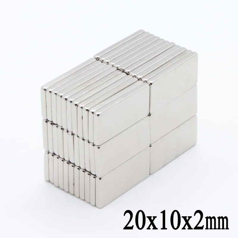 100 шт. 20x10x2 мм супер мощный неодимовый магнитный блок Прямоугольная форма