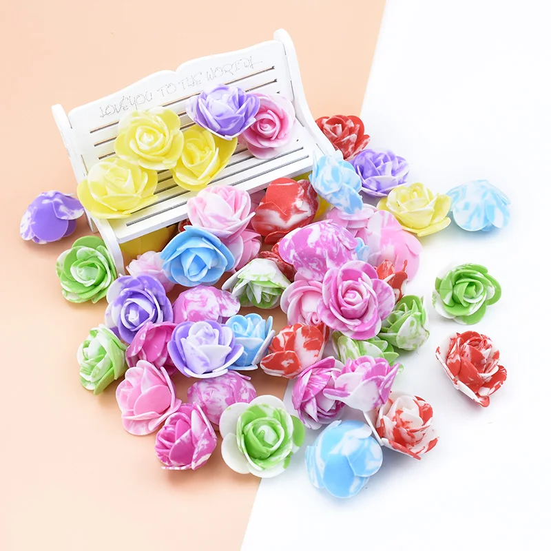 

50pcs PE roses head scrapbooking decorative flowers foam Multicolor diy gifts box home decoration accessories artificial flowers