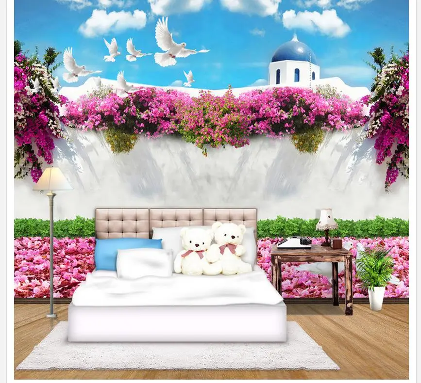 

3D romantic landscape flowers background wall painting mural 3d paintings Home Decoration custom photo murals