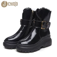 JCHQD/ женские ботинки из натуральной кожи; Ботинки martin на шнуровке; женские ботильоны на меху; брендовая зимняя теплая женская обувь